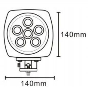 JAG96-0002 LAMPA ROBOCZA LED, 60W, 10-30V, 6 CREE LEDX10W, SPOT, KWADRATOWA